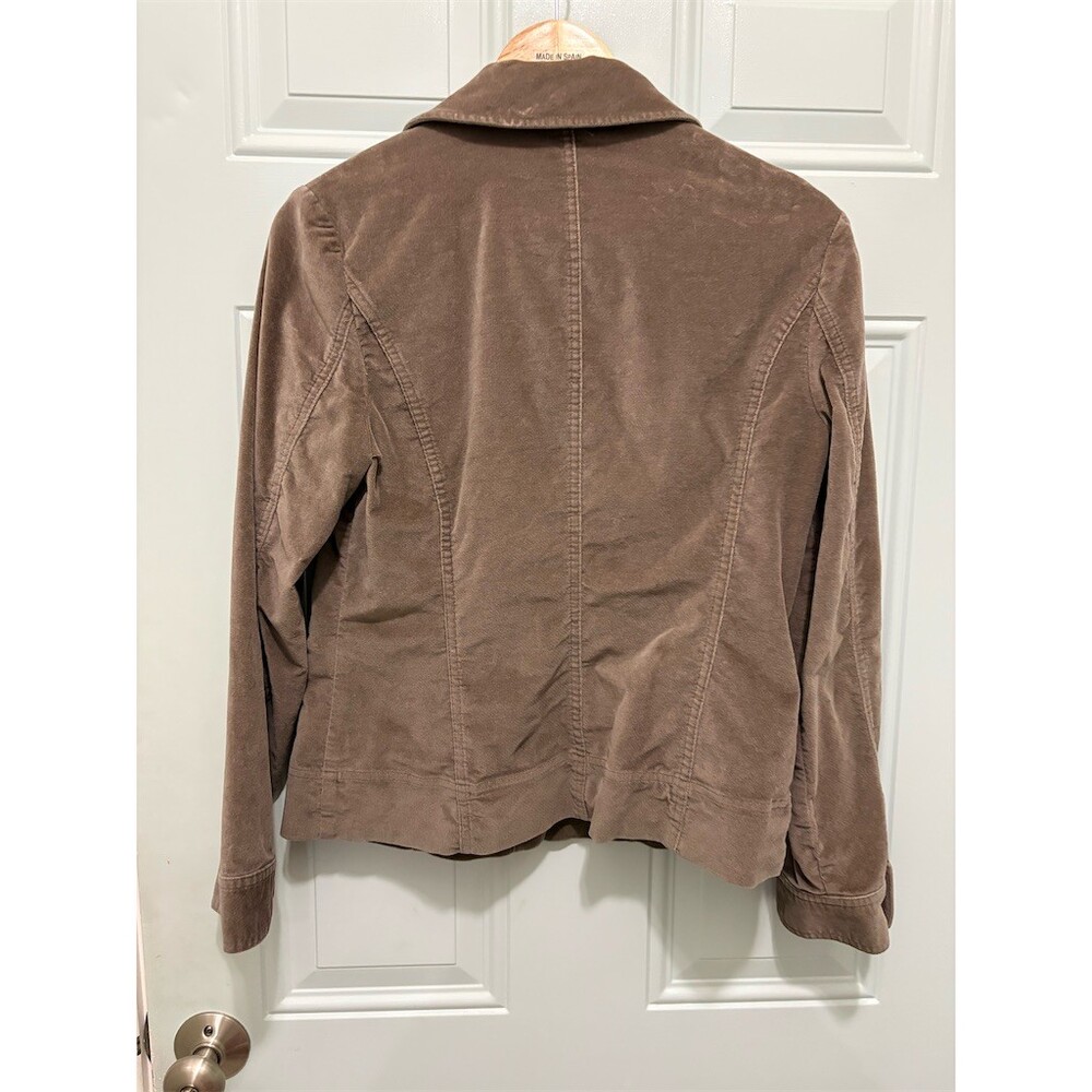 Talbots Blazer Jacket Womens Size 8 Brown Stretch Button Front Flap - Picture 6 of 9
